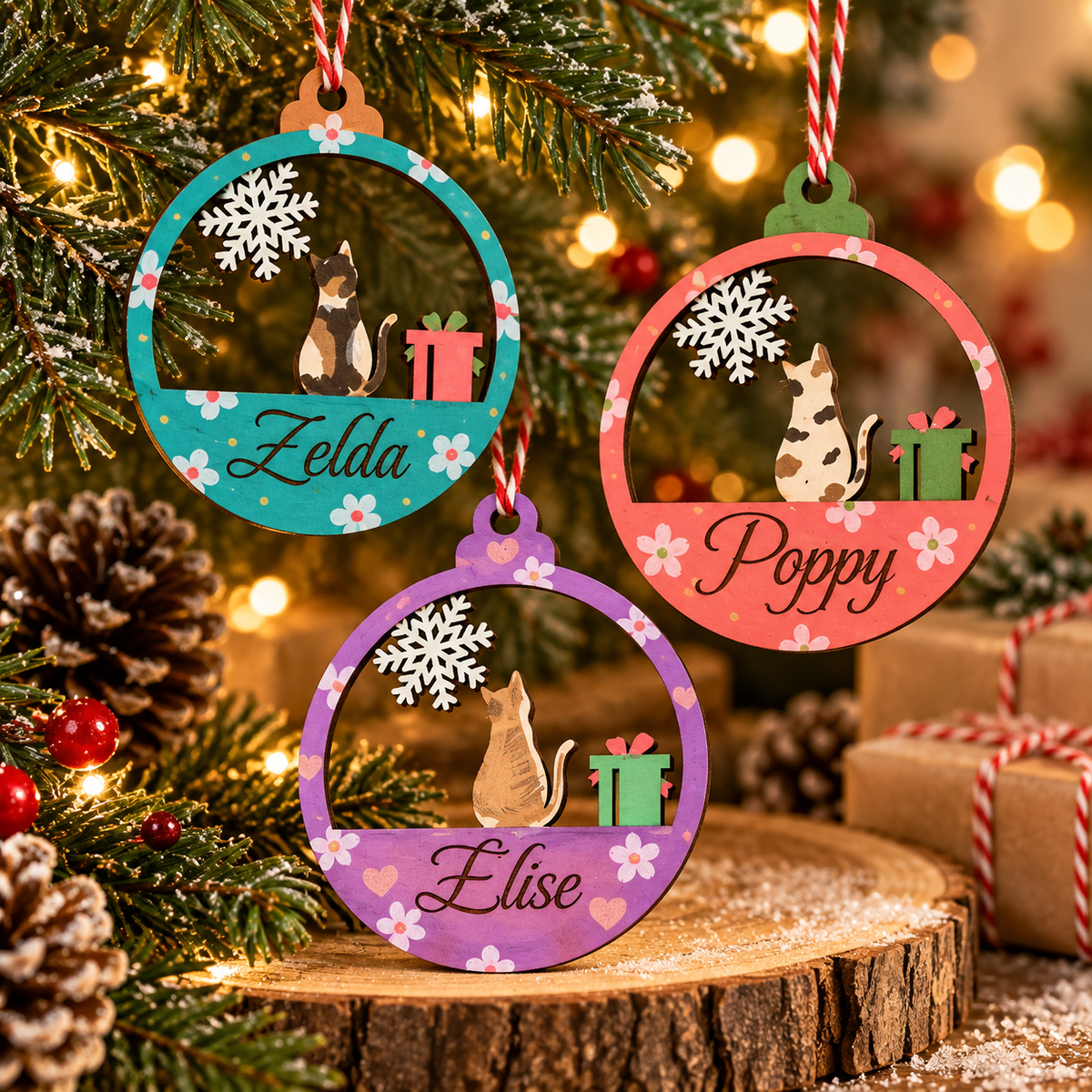 Personalised Cat Christmas Ornament