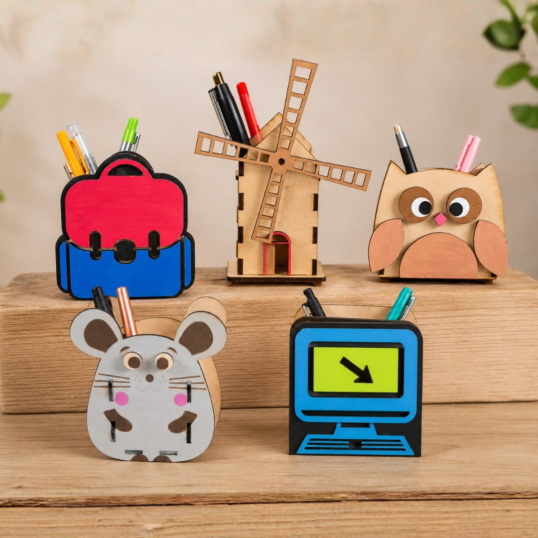 Fun Wooden Pen Stands for Kids