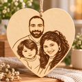Personalised Photo Sketch Wooden Heart Hanging