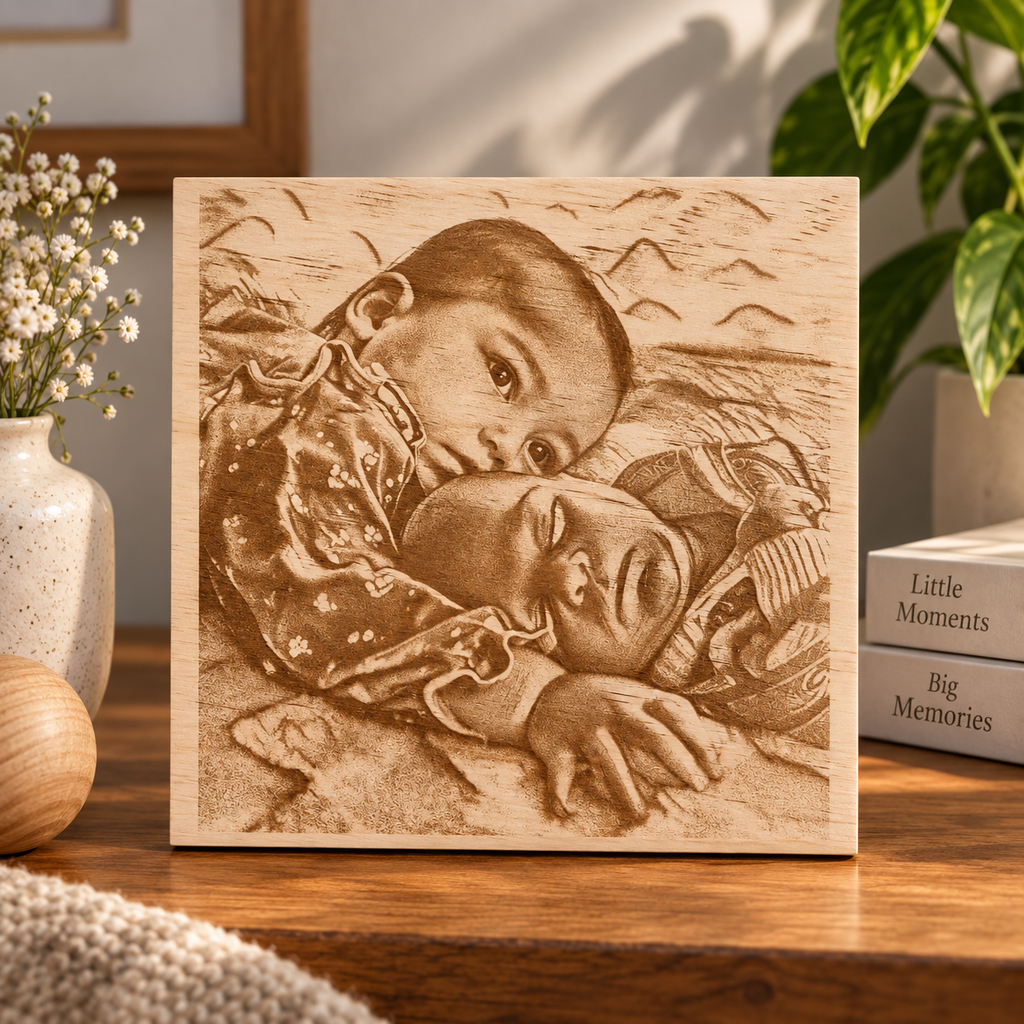 Personalised Photo Sketch Wooden Panel | 30 × 30 cm