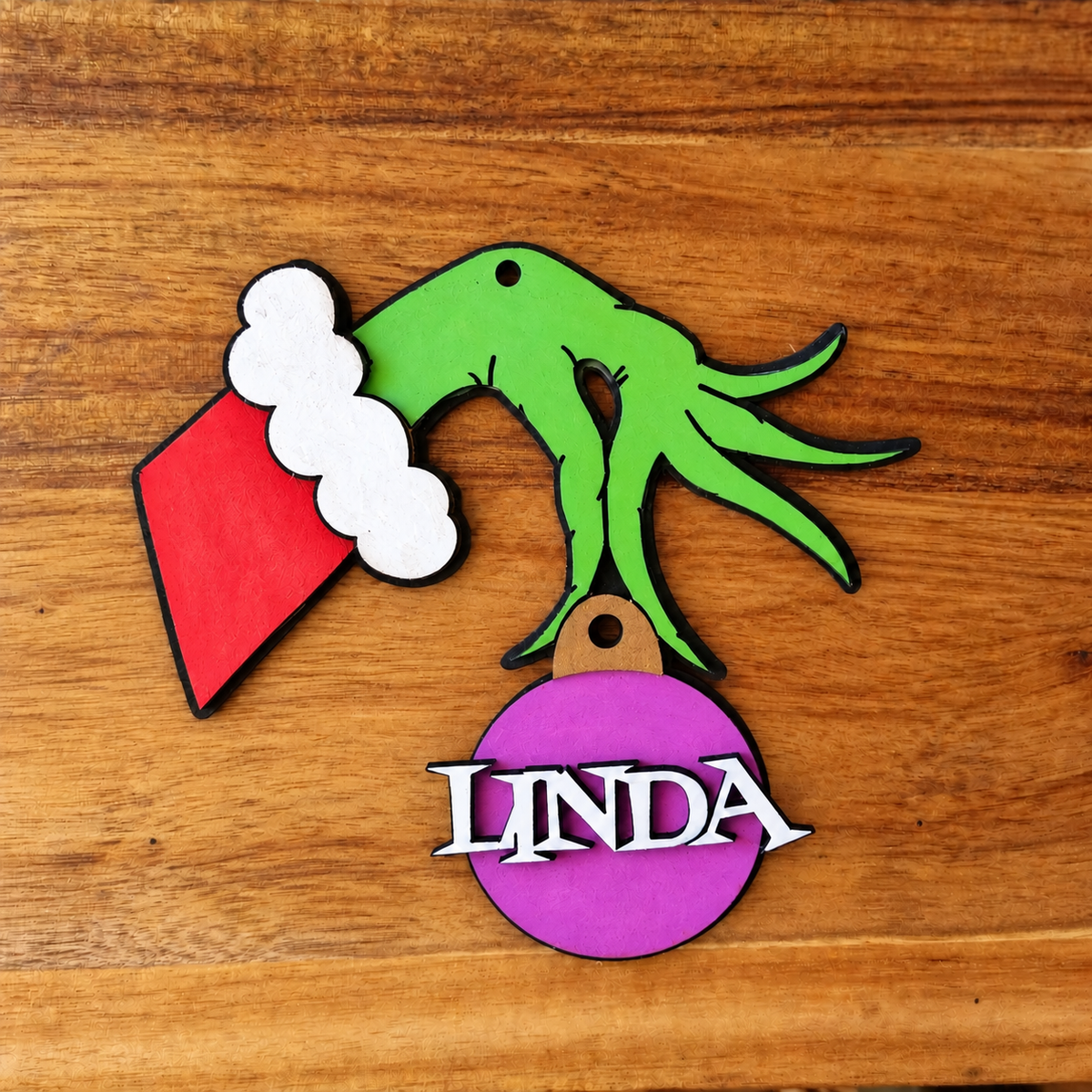 Personalised Grinch Hand Christmas Ornament
